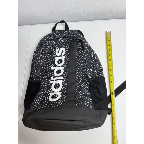 Rare Adidas Linear Graphic Backpack Black White Padded Straps - Picture 7 of 15